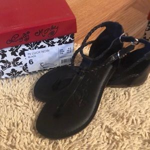 NWT Naughty Monkey thongs. Leather uppers.